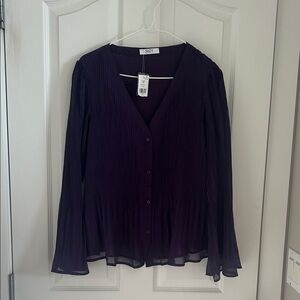 Suzy Shier Deep Purple Button-Up Blouse